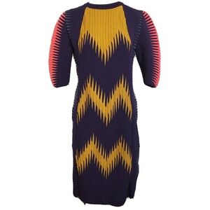VINTAGE M Missoni Knit Dress short sleeve zig zag blue mustard green pink size?